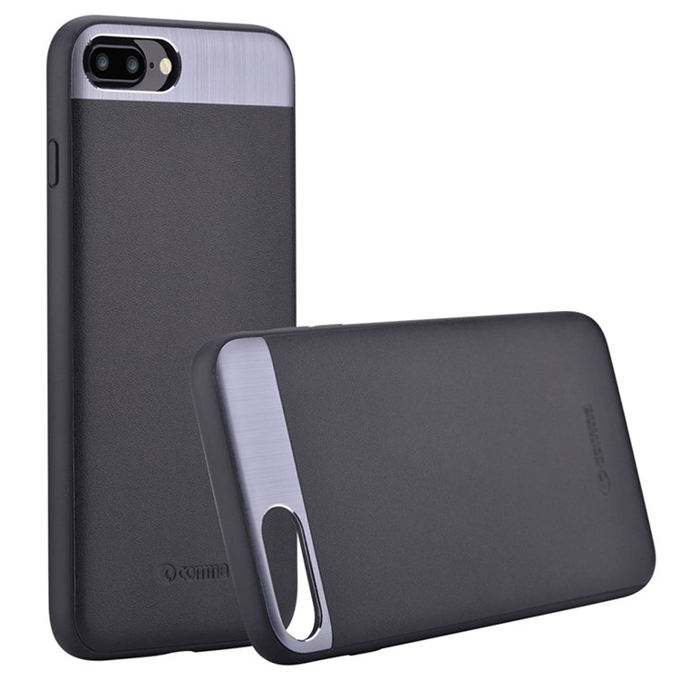 COMMA Genuine Leather Coated Hybrid TPU + PC Phone Case for iPhone 7 Plus - Black-5