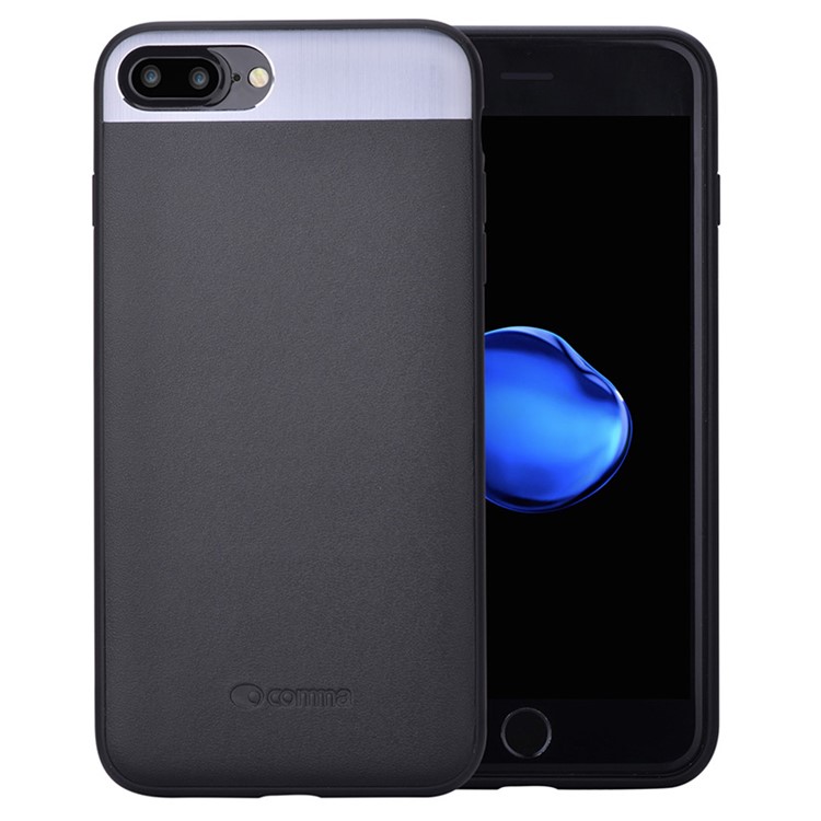 COMMA Genuine Leather Coated Hybrid TPU + PC Phone Case for iPhone 7 Plus - Black-6