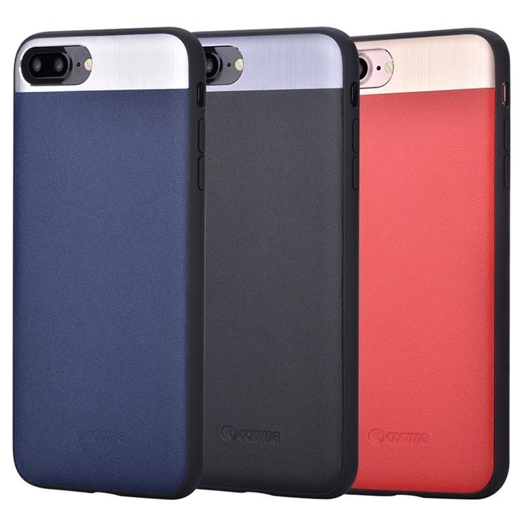 COMMA Genuine Leather Coated Hybrid TPU + PC Phone Case for iPhone 7 Plus - Black-7