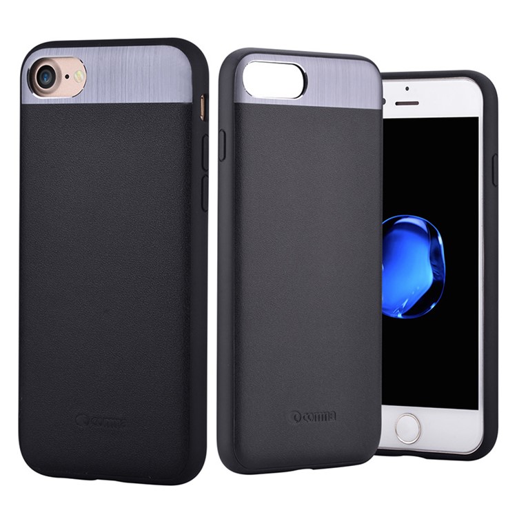 COMMA Genuine Leather Coated Hybrid TPU + PC Phone Case for iPhone 7 4.7 inch - Black-1