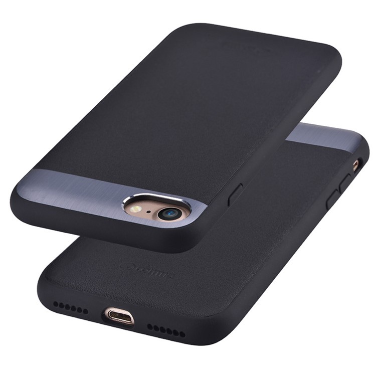 COMMA Genuine Leather Coated Hybrid TPU + PC Phone Case for iPhone 7 4.7 inch - Black-2