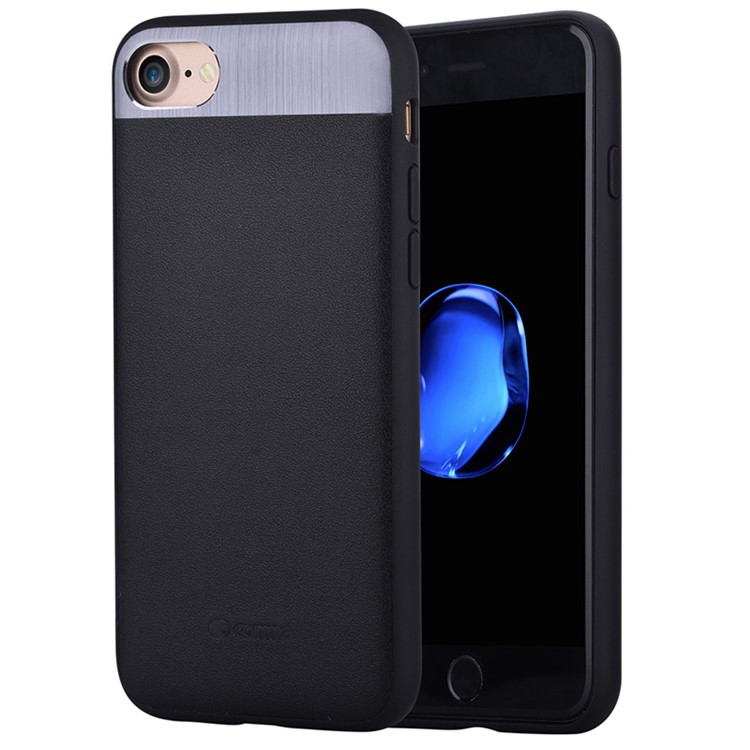 COMMA Genuine Leather Coated Hybrid TPU + PC Phone Case for iPhone 7 4.7 inch - Black-3