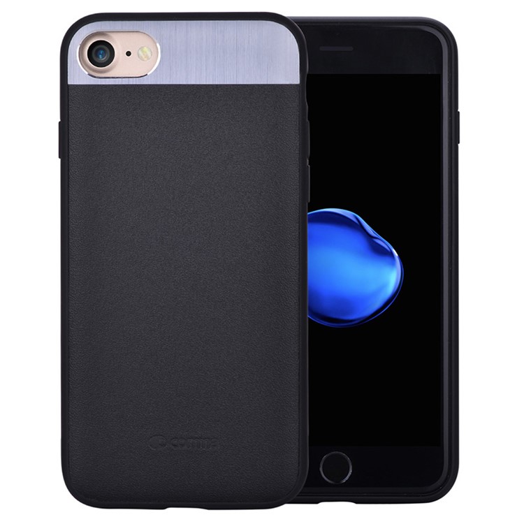 COMMA Genuine Leather Coated Hybrid TPU + PC Phone Case for iPhone 7 4.7 inch - Black-4
