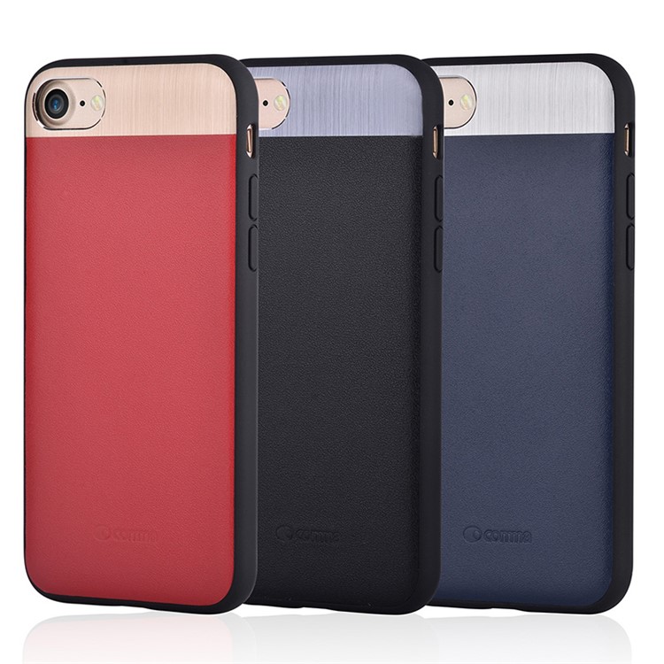 COMMA Genuine Leather Coated Hybrid TPU + PC Phone Case for iPhone 7 4.7 inch - Black-6