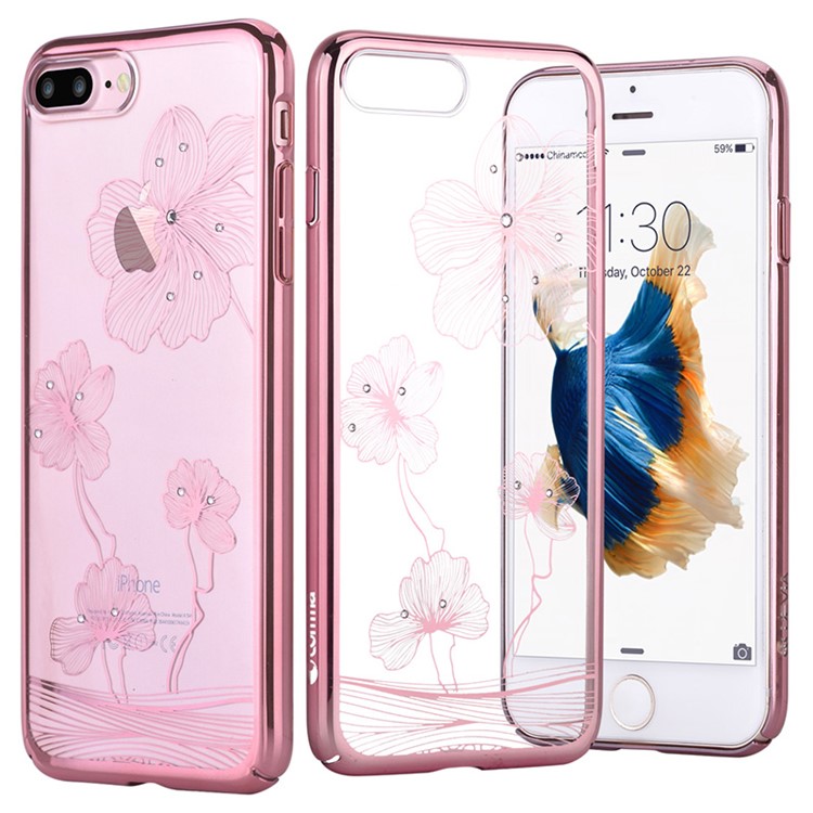 

COMMA for iPhone 8 Plus / 7 Plus Cornflower PC Plated Phone Casing with Authorized Swarovski Crystal - Rose Gold
