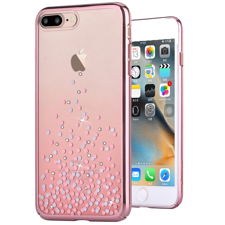 COMMA Polka Series for iPhone 7 Plus Authorized Swarovski Crystal Decor Plated PC Hard Case - Rose Gold-1
