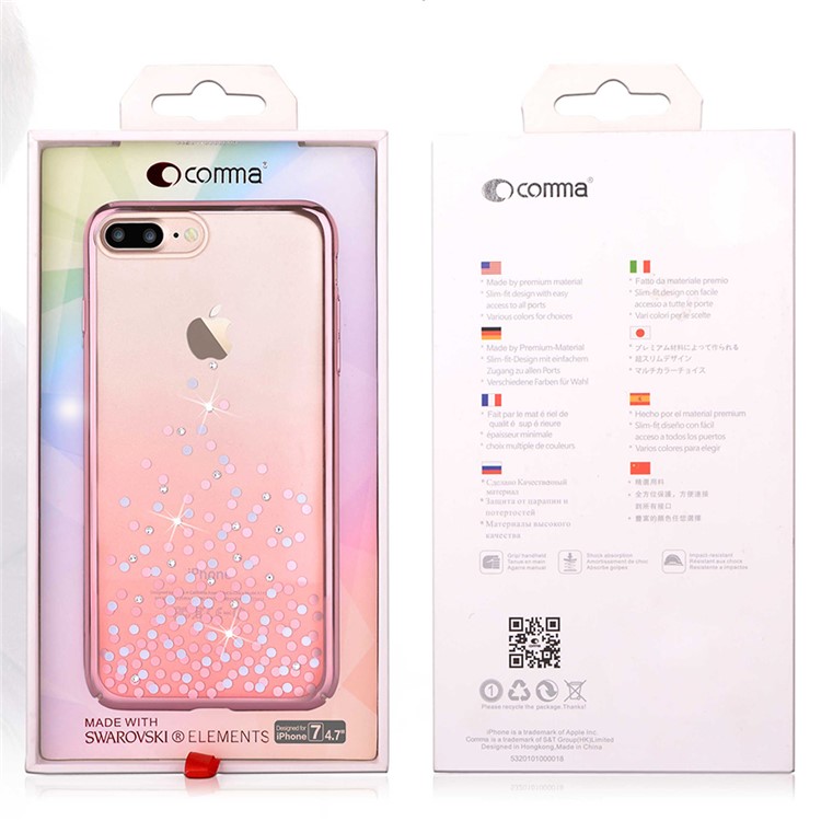 COMMA Polka Series for iPhone 7 Plus Authorized Swarovski Crystal Decor Plated PC Hard Case - Rose Gold-11
