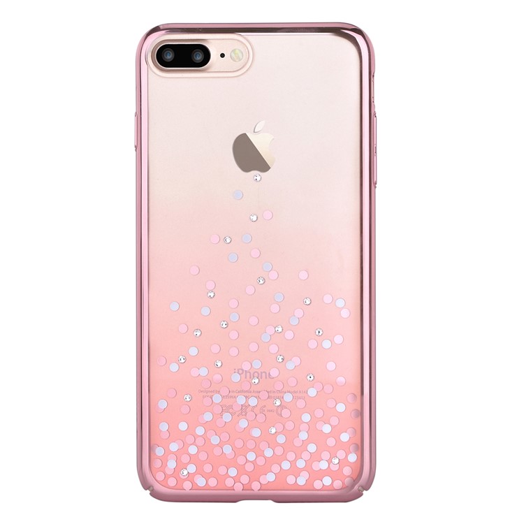 COMMA Polka Series for iPhone 7 Plus Authorized Swarovski Crystal Decor Plated PC Hard Case - Rose Gold-2