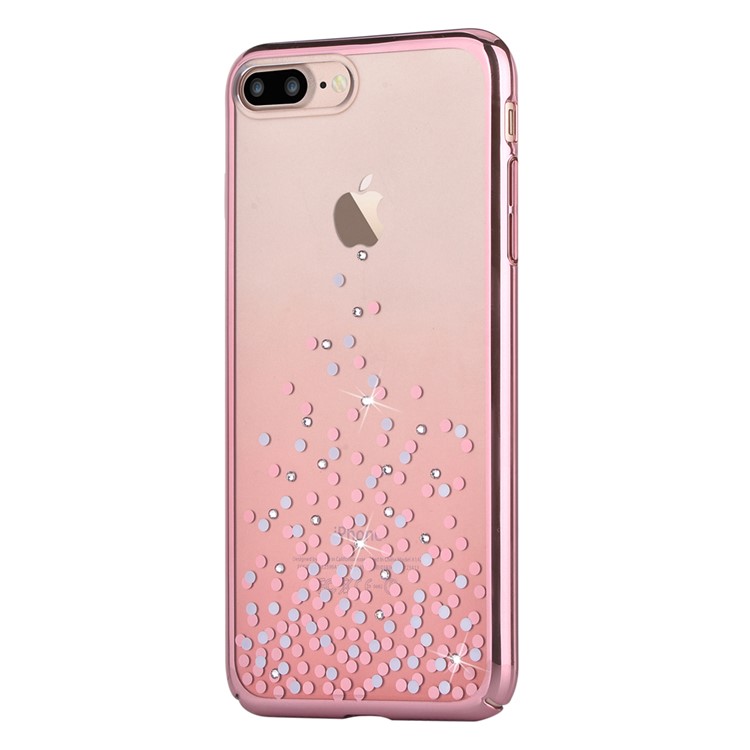COMMA Polka Series for iPhone 7 Plus Authorized Swarovski Crystal Decor Plated PC Hard Case - Rose Gold-3