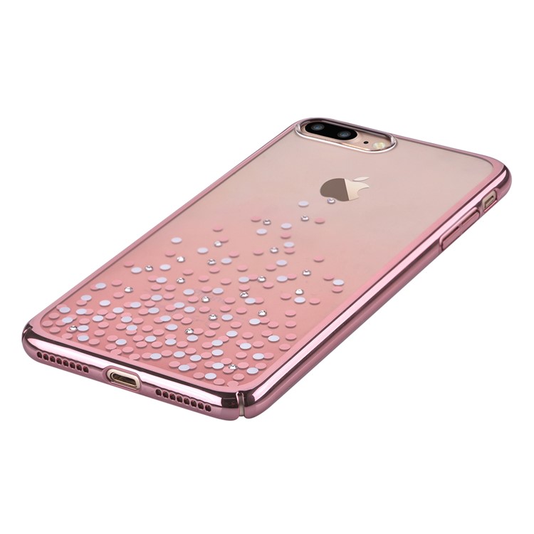 COMMA Polka Series for iPhone 7 Plus Authorized Swarovski Crystal Decor Plated PC Hard Case - Rose Gold-5