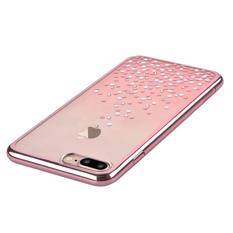 COMMA Polka Series for iPhone 7 Plus Authorized Swarovski Crystal Decor Plated PC Hard Case - Rose Gold-6