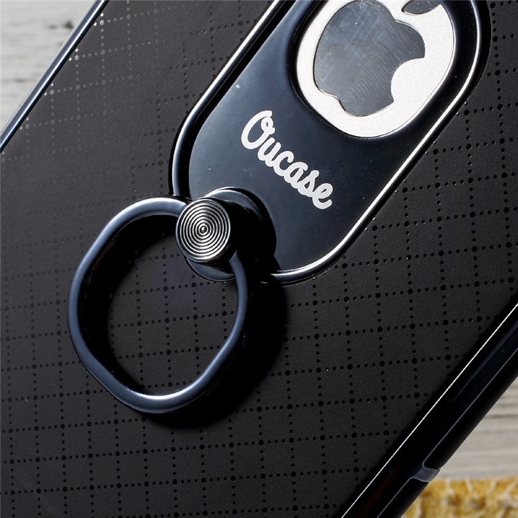 OUCASE Ring Holder Kickstand Electroplated Phone Case for iPhone 7 Plus 5.5 (PC + TPU ) - Black / Tarnish-7