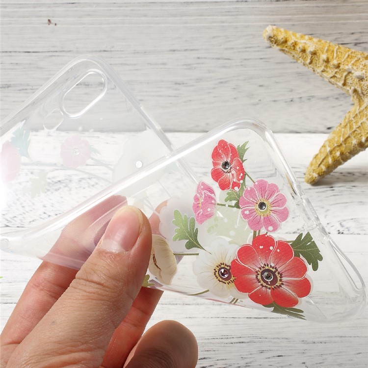 OUCASE Patterned Diamond Decor TPU Phone Accessory Case for iPhone 7 Plus - Poppy Flowers-7