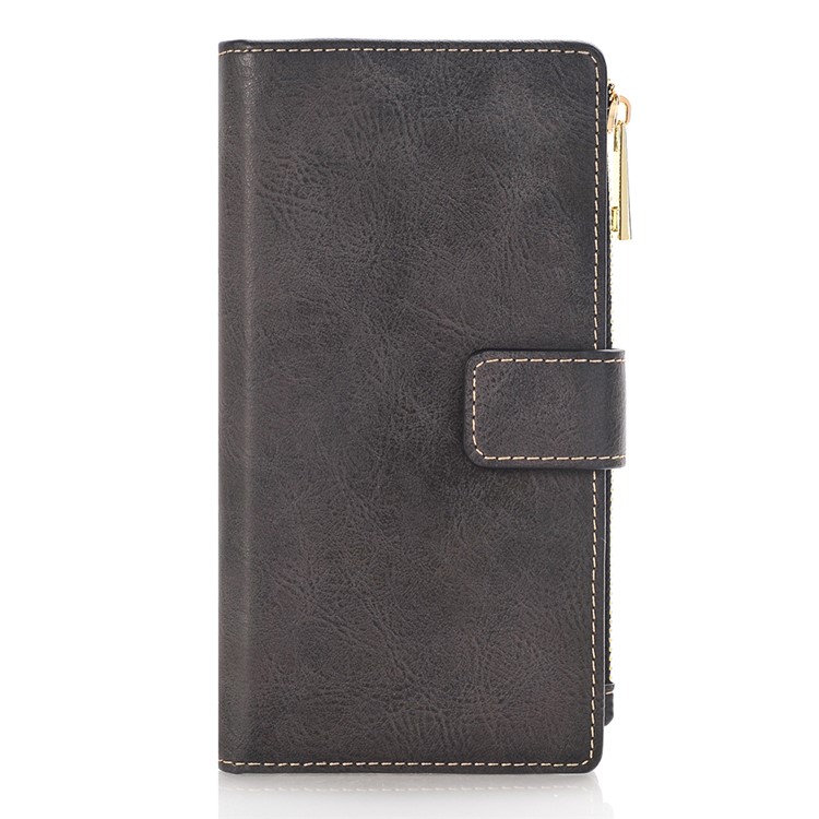Retro Zipper Wallet Leather Cell Phone Case with Detachable TPU Back Cover for iPhone 7 Plus - Black-2
