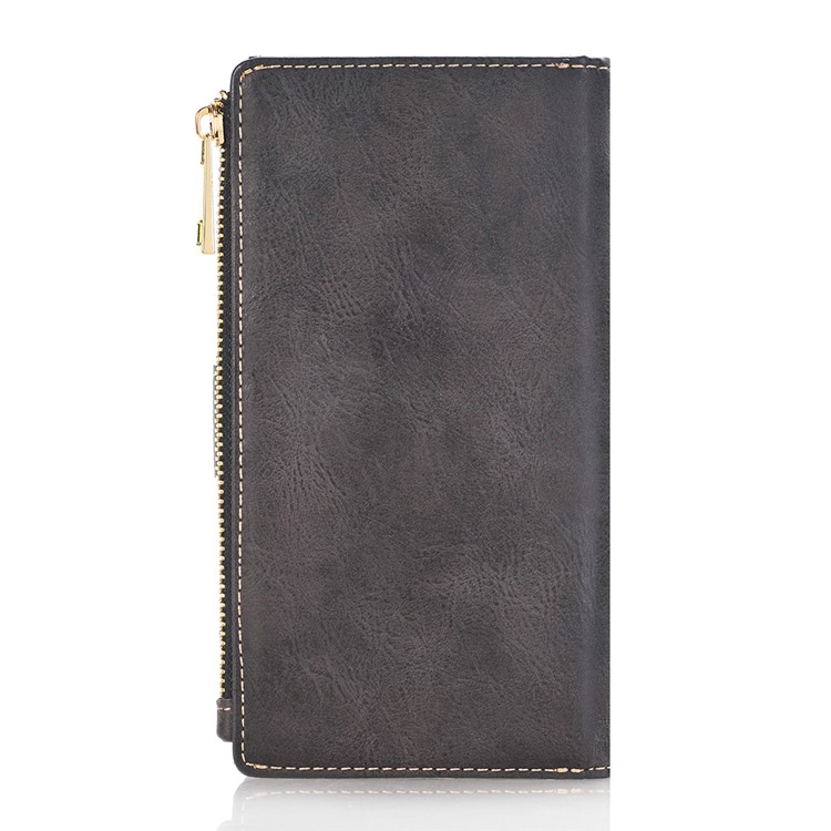 Retro Zipper Wallet Leather Cell Phone Case with Detachable TPU Back Cover for iPhone 7 Plus - Black-3
