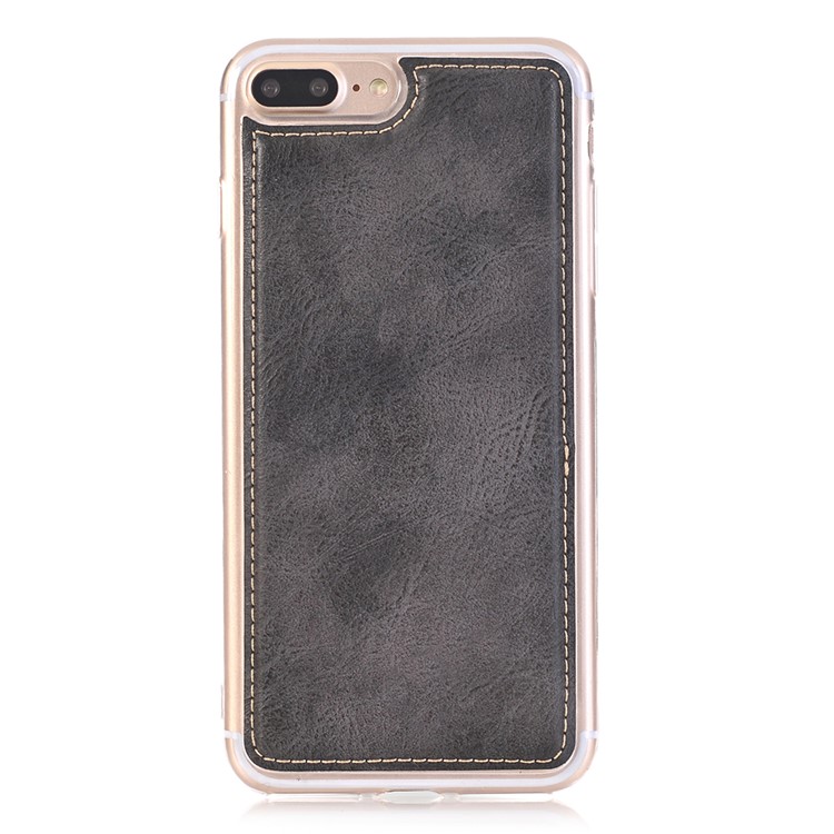 Retro Zipper Wallet Leather Cell Phone Case with Detachable TPU Back Cover for iPhone 7 Plus - Black-7