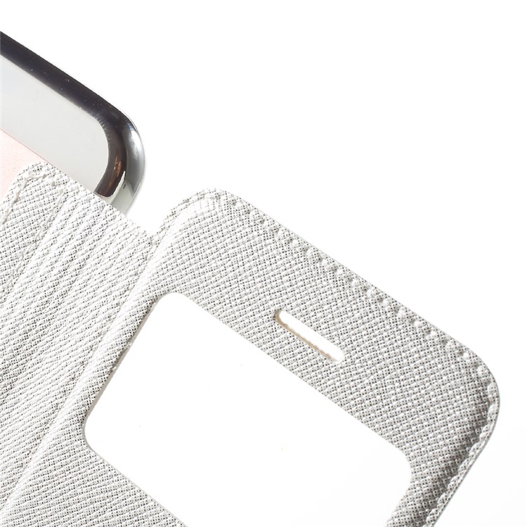 Slide to Answer Plated Folio Leather Phone Case for iPhone SE/5s/5 with View Window - White-6