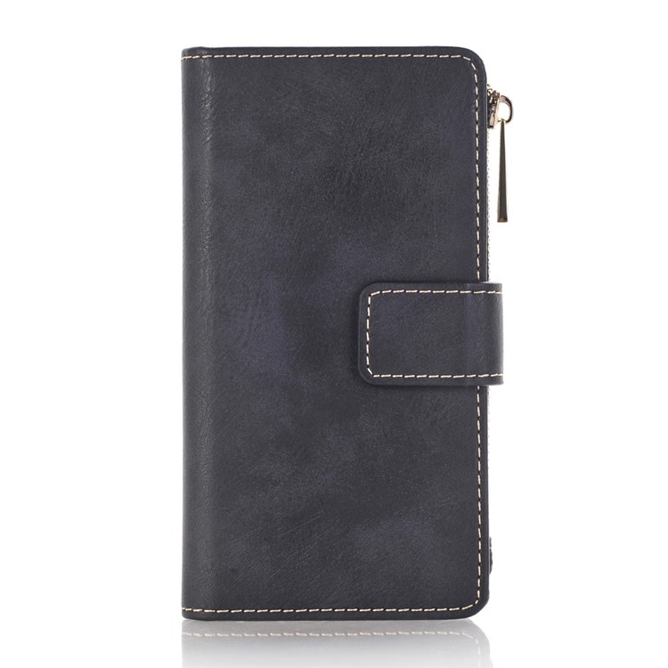Detachable 2-In-1 Matte Leather Zip Wallet Mobile Case for iPhone 6s Plus/6 Plus - Black-2