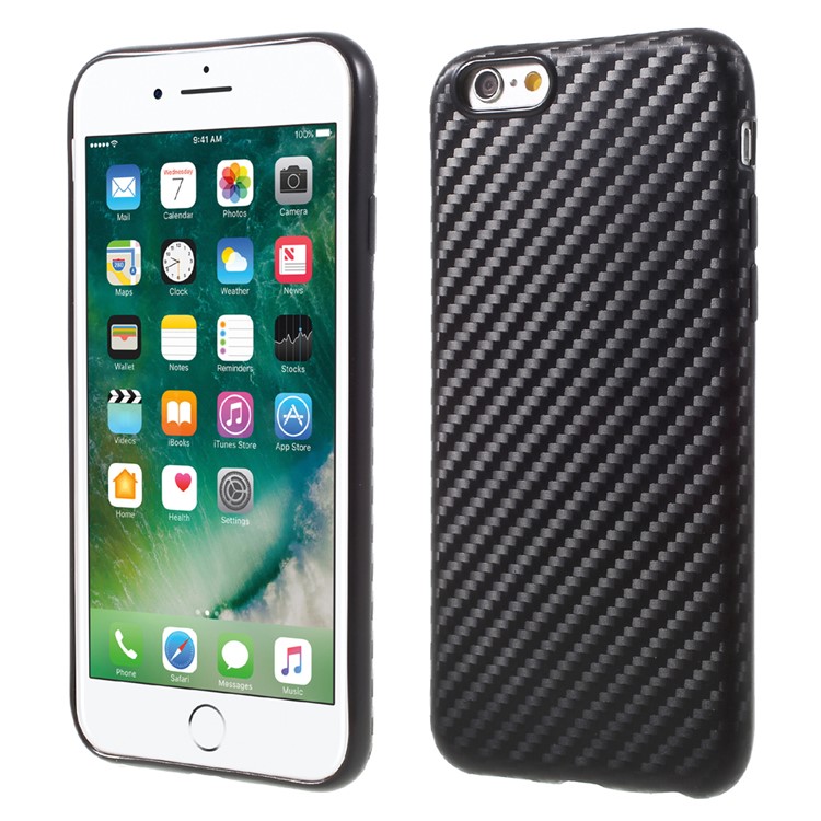 FSHANG Carbon Fiber Flexible TPU Phone Case for iPhone 6s Plus / 6 Plus - Black-1