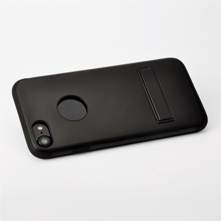 YED Defender Series for iPhone 7 4.7 inch Hybrid Cell Phone Case (TPU +Metal) with Kickstand Built-in Magnetic Holder Metal Sheet - Black-1