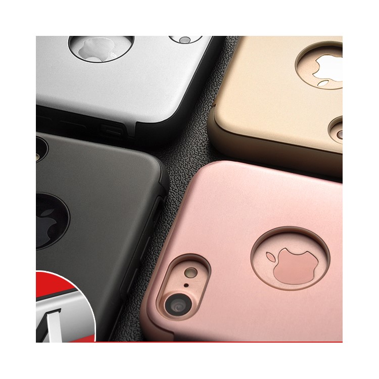 YED Defender Series for iPhone 7 4.7 inch Hybrid Cell Phone Case (TPU +Metal) with Kickstand Built-in Magnetic Holder Metal Sheet - Black-3