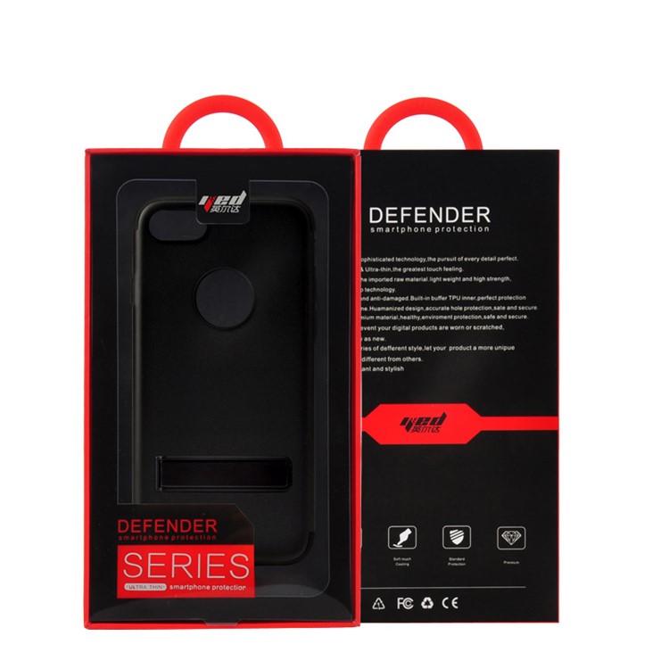 YED Defender Series for iPhone 7 4.7 inch Hybrid Cell Phone Case (TPU +Metal) with Kickstand Built-in Magnetic Holder Metal Sheet - Black-5