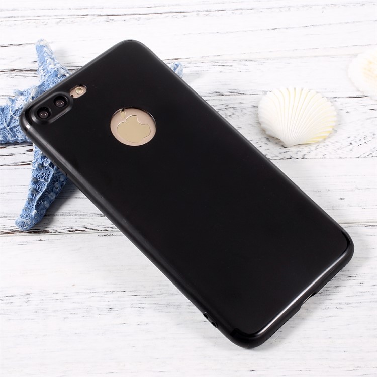 Jelly TPU Mobile Phone Case with Reserved Logo Hole for iPhone 7 Plus 5.5 inch - Black-1