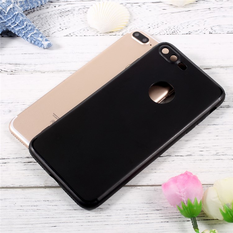 Jelly TPU Mobile Phone Case with Reserved Logo Hole for iPhone 7 Plus 5.5 inch - Black-6