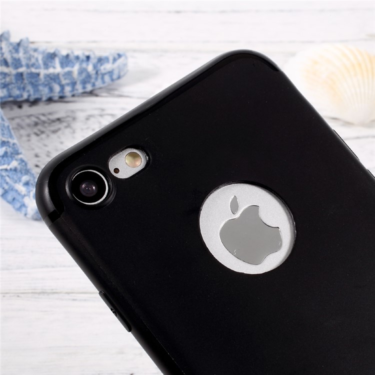 Jelly TPU Cell Phone Case with Reserved Logo Hole for iPhone 7 4.7inch - Black-5