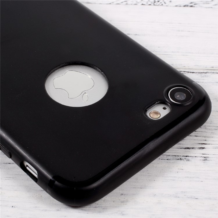 Jelly TPU Cell Phone Case with Reserved Logo Hole for iPhone 7 4.7inch - Black-6