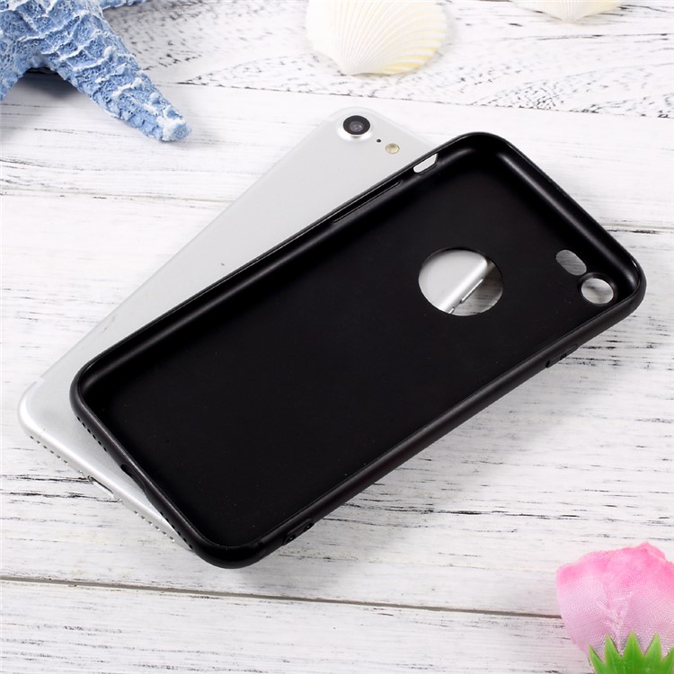 Jelly TPU Cell Phone Case with Reserved Logo Hole for iPhone 7 4.7inch - Black-8