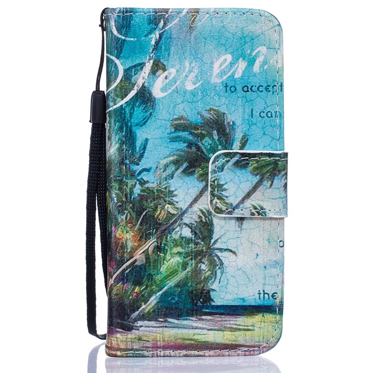Pattern Printing Leather Wallet Cover for iPhone 7 Plus 5.5 inch - Coconut Trees Seascape-2