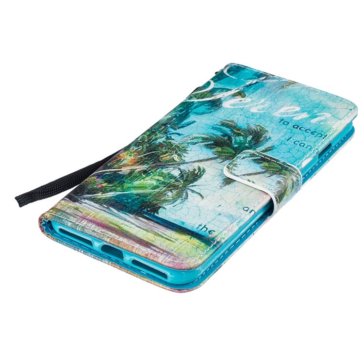 Pattern Printing Leather Wallet Cover for iPhone 7 Plus 5.5 inch - Coconut Trees Seascape-4
