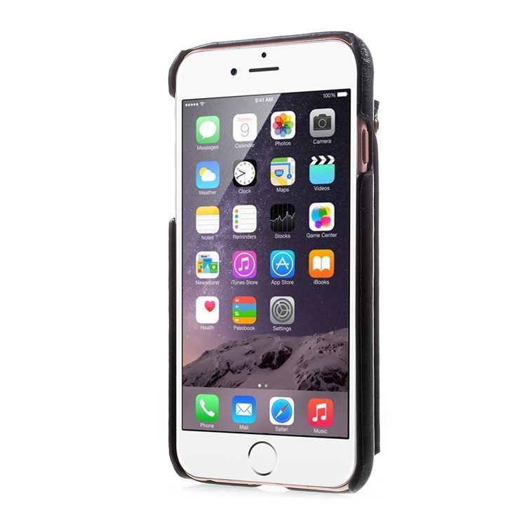 Multi-slot Leather Coated PC Hard Mobile Phone Case for iPhone 6s / 6 - Black-2