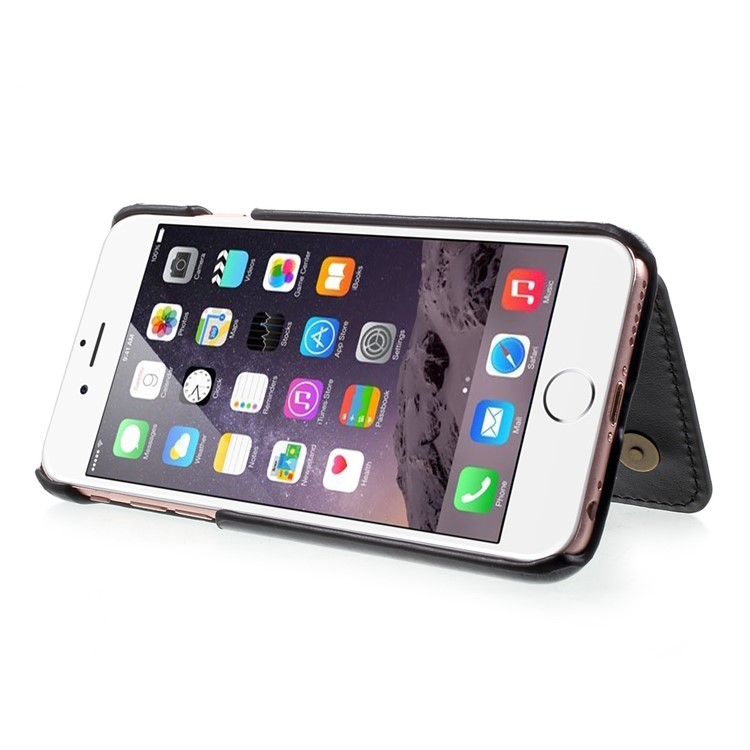 Multi-slot Leather Coated PC Hard Mobile Phone Case for iPhone 6s / 6 - Black-3