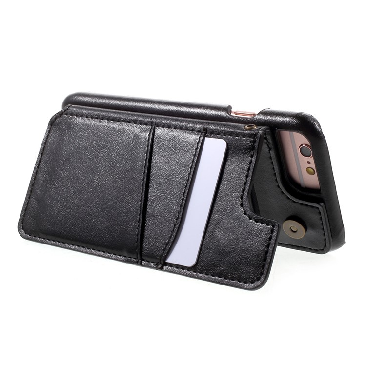 Multi-slot Leather Coated PC Hard Mobile Phone Case for iPhone 6s / 6 - Black-4