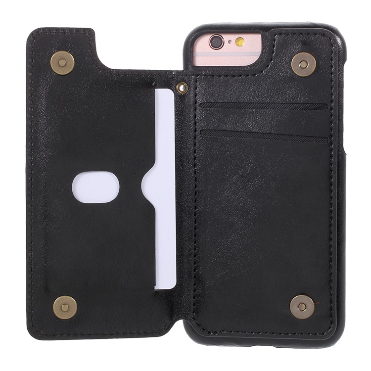 Multi-slot Leather Coated PC Hard Mobile Phone Case for iPhone 6s / 6 - Black-5