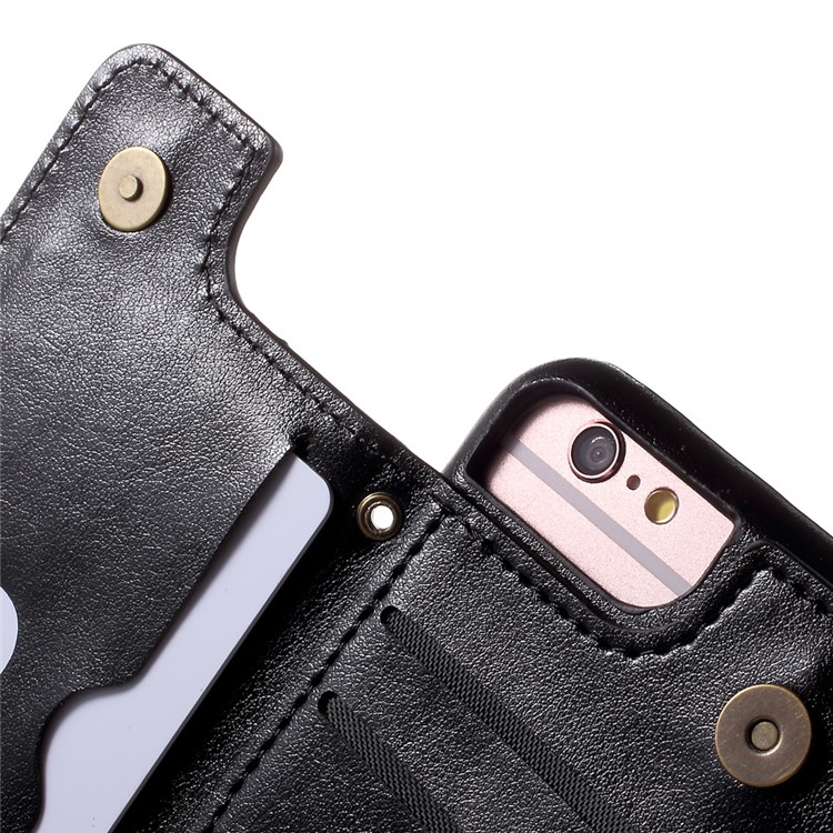 Multi-slot Leather Coated PC Hard Mobile Phone Case for iPhone 6s / 6 - Black-6