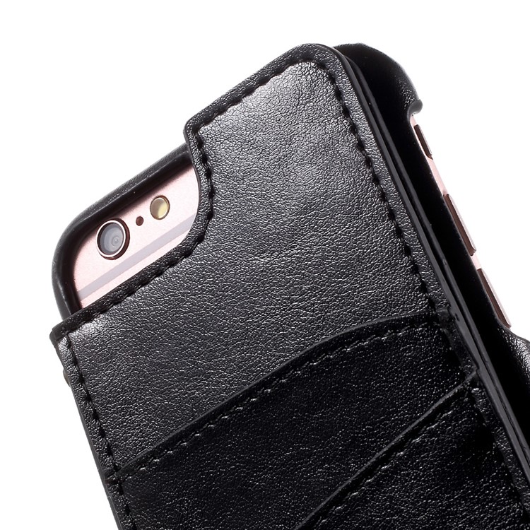 Multi-slot Leather Coated PC Hard Mobile Phone Case for iPhone 6s / 6 - Black-7
