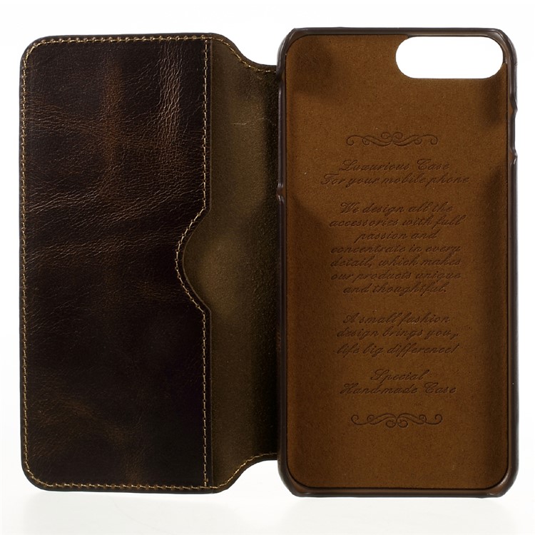 Genuine Leather Wallet Flip Cover for iPhone 7 Plus - Black-11