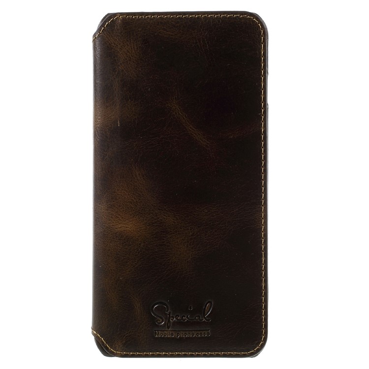 Genuine Leather Wallet Flip Cover for iPhone 7 Plus - Black-4