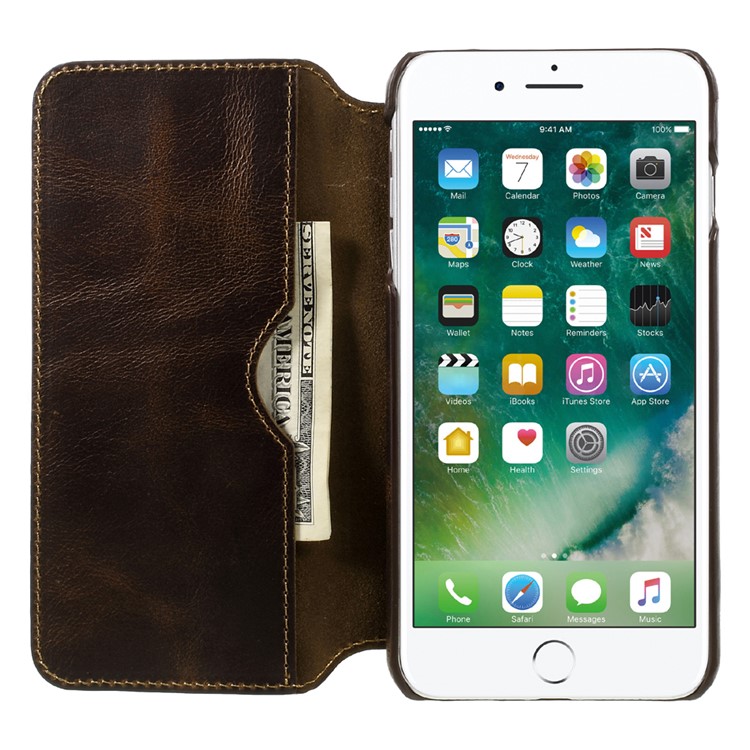 Genuine Leather Wallet Flip Cover for iPhone 7 Plus - Black-7
