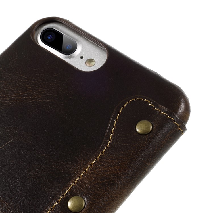 Genuine Leather Wallet Flip Cover for iPhone 7 Plus - Black-9