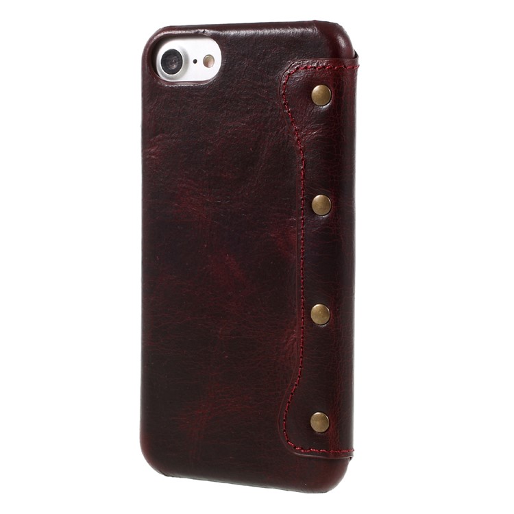 Genuine Leather Mobile Phone Case with Cash Pocket for iPhone 7 4.7 inch - Wine Red-2