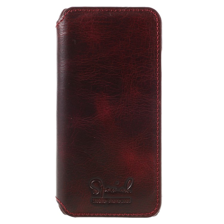 Genuine Leather Mobile Phone Case with Cash Pocket for iPhone 7 4.7 inch - Wine Red-3
