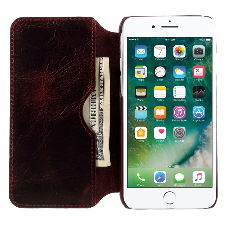 Genuine Leather Mobile Phone Case with Cash Pocket for iPhone 7 4.7 inch - Wine Red-5