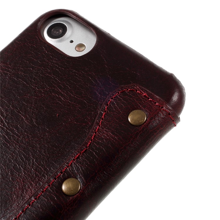 Genuine Leather Mobile Phone Case with Cash Pocket for iPhone 7 4.7 inch - Wine Red-7