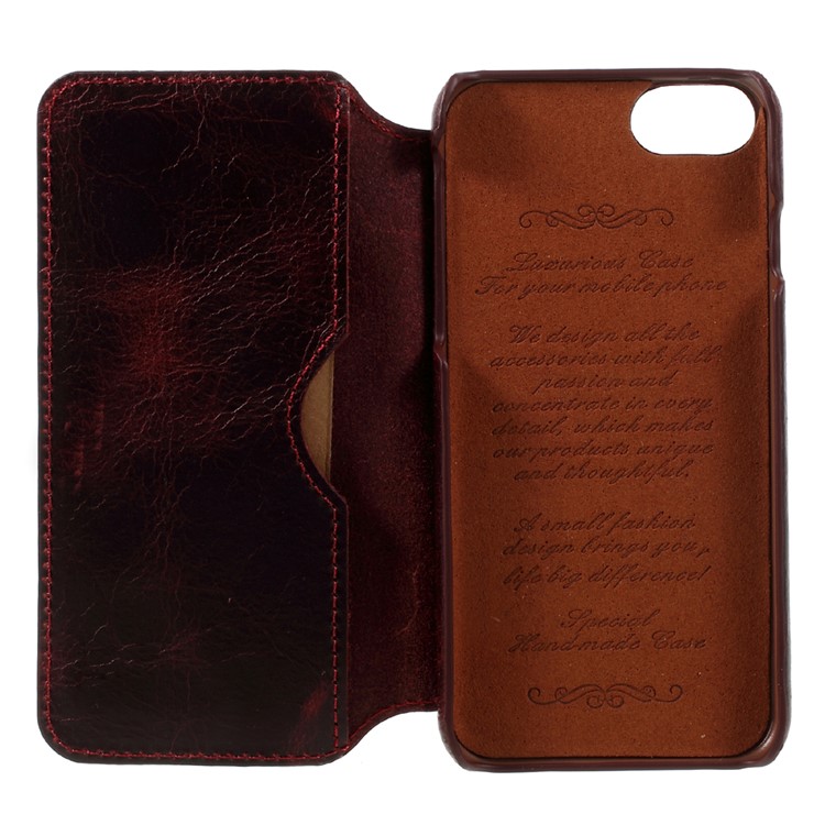 Genuine Leather Mobile Phone Case with Cash Pocket for iPhone 7 4.7 inch - Wine Red-9