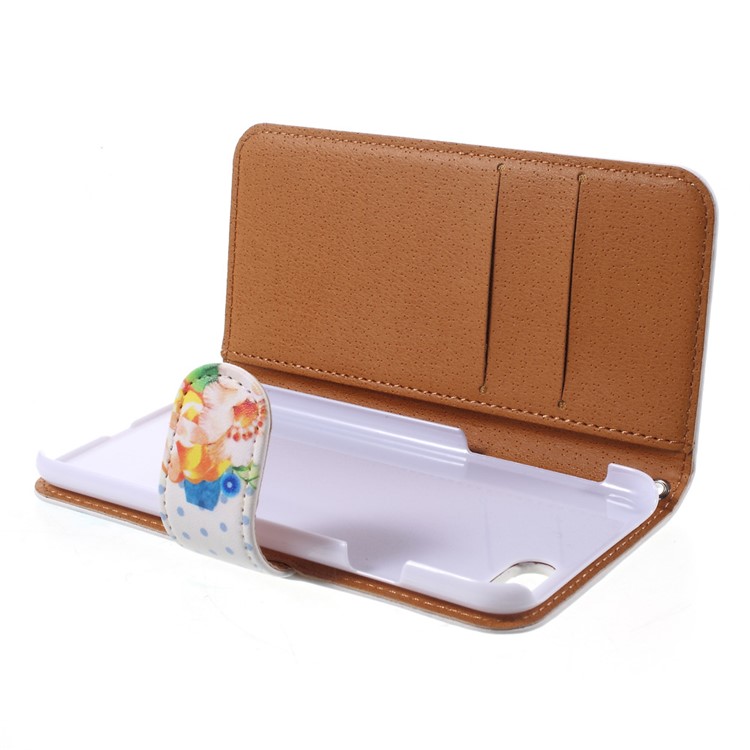 JIANG Cartoon Pattern Printing Wallet Leather Phone Cover for iPhone 7 4.7 inch - Pink Rabbit-11