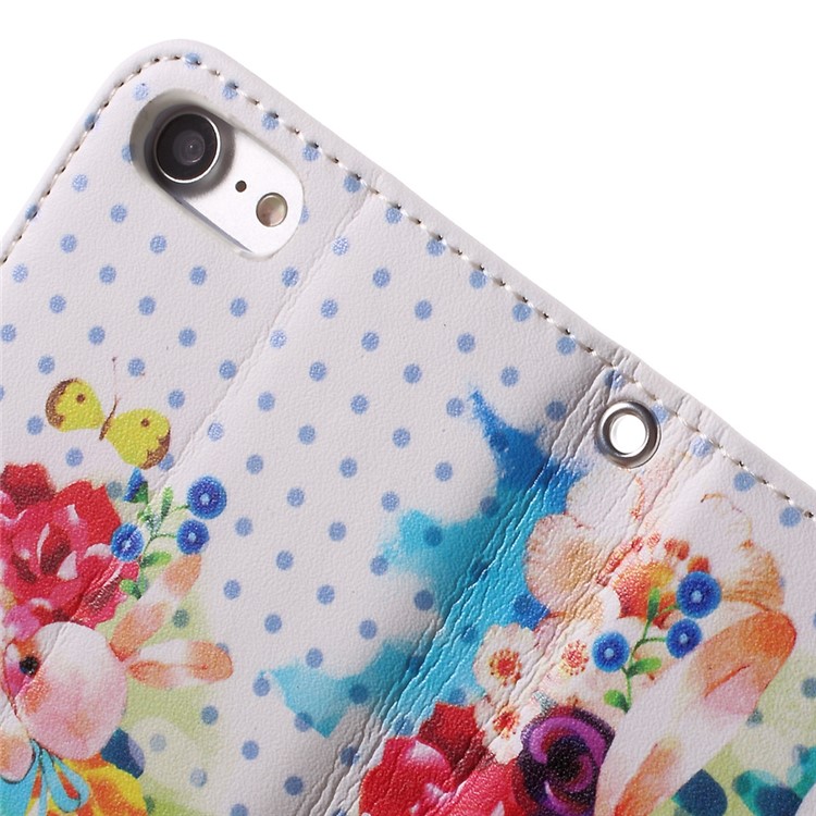 JIANG Cartoon Pattern Printing Wallet Leather Phone Cover for iPhone 7 4.7 inch - Pink Rabbit-8